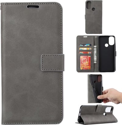 Portemonnee Book Case Hoesje Geschikt voor: Motorola Moto E20 / E30 / E40 -  grijs