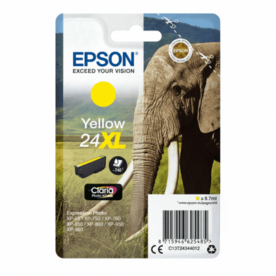 Epson Elephant 24XL Claria Photo HD inktcartridge, geel, enkelverpakking
