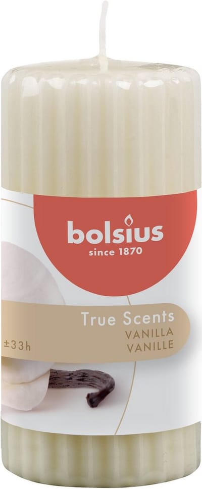 Bolsius - True Scents - Ribbed pillar - 120/58 - Vanilla