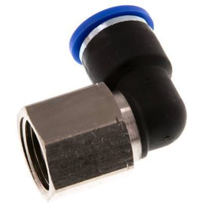 10mm x G3/8'' 90 graden L-verbinding Messing/PA 66 Insteekfitting Binnendraad Draaibaar NBR [2 Stuks]