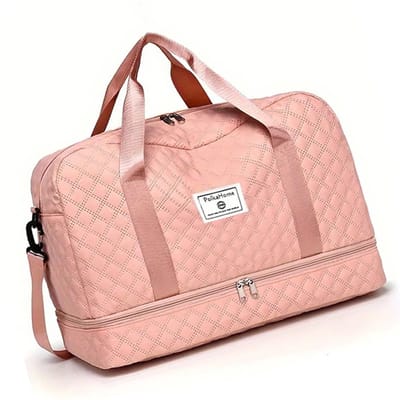 PolkaHome® Waterdichte Reistas Roze – Sporttas met Schoenenvak – Weekendtas – Handbagagetas – Zwemtas – Fitnesstas – Plunjezak – Trainingstas – Ziekenhuistas – Lichtgewicht Tas Ruitpatroon