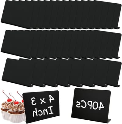Set van 40 Herbruikbare L-Vormige Mini Zwarte Borden, Ideaal voor Bruiloften, Feestjes en Bakkerijen, Perfect voor Prijsetiketten
