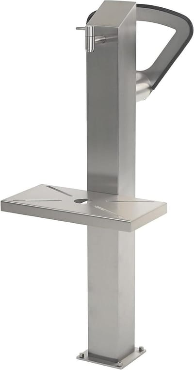 HISKA Waterkolom waterdispenser watertappzuil roestvrij staal | slanghouder | tuinkraan | waterverdeler met grondpen | waterpunt tuin (grondpen)