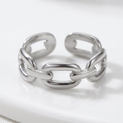 Lundholm Luxe Ring Dames Zilver Kleurig - Een maat Verstelbaar one size - Premium Stainless Steel - aesthetic ring sieraad - Zilverkleurige Ringen Dames - Janne Serie - Scandinavisch Design
