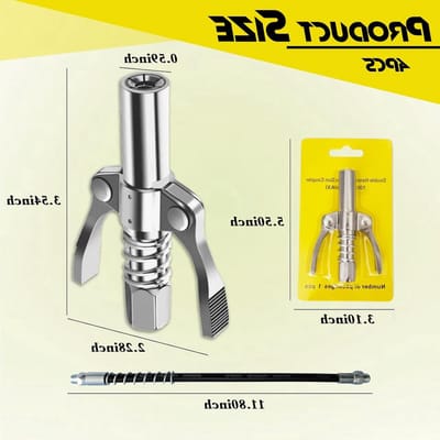Dubbele handgreep vetpers nozzle met G-koppeling en 30 cm slang voor vetnippels, geschikt voor alle vetpersen