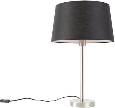 QAZQA simplo - Moderne Tafellamp met kap - 1 lichts - H 525 mm - Zwart - Woonkamer | Slaapkamer