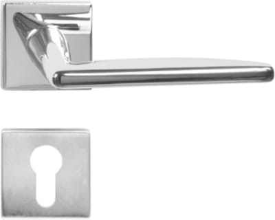 Domino® Deurkrukgarnituur EASY QR SLIM M6 - Chroom gespoten - PZ-Profielcilinderset met Vierkant Rozette - Deurbeslag van aluminium - Deurklink voor kamerdeur, kantoordeur, kelderdeur en binnendeur