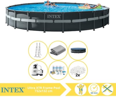 Intex Ultra XTR Frame Zwembad - Opzetzwembad - 732x132 cm - Inclusief Onderhoudspakket en Filterbollen