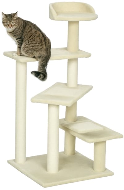 Kratzbaum - 100 cm - Katzenturm, Sisalstämme, Große Plattform, Mehrstöckiger Katzenkratzbaum - Sisal - Beige