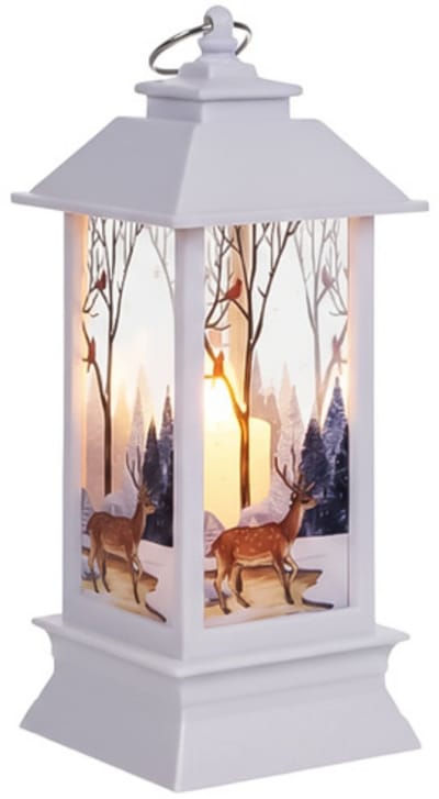 Ruhhy Kerstlantaarn - wit - 12 x 5 cm - kunststof - LED licht - lantaarn - kerst - kerstlicht