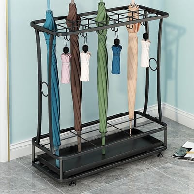 Paraplustandaard - Paraplu houder - Entree organiseren - Afneembare lekbak - 55x24x60.5 cm - Zwart