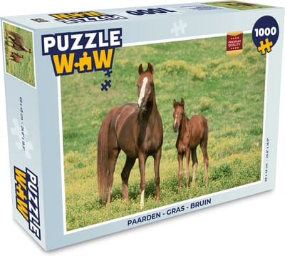 Puzzel Paarden - Gras - Bruin - Legpuzzel - Puzzel 1000 stukjes volwassenen