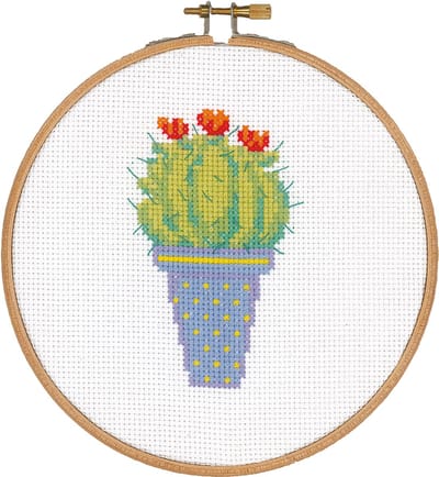 Vervaco - Telpakket kit met borduurring - Cactus en rode bloem - PN-0155972 - Borduren - Borduurpakket - Borduurpakket volwassenen