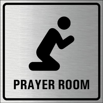 Prayer room bordje, geborsteld aluminium 100 x 100 mm
