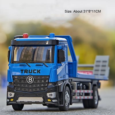 1:24 Elektrische Trailer Platte Vlakke Vrachtwagen Sanitaire Vuilniswagen Model Speelgoed Licht Muziek Bouwvoertuig Modellen Kinderen Beste Cadeaus