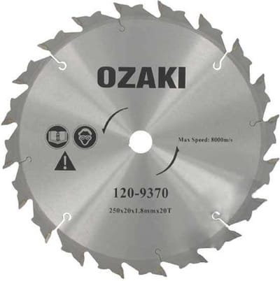 Ozaki Carbid bosmaaiermes 20 tanden - Snijbreedte 250mm, boring: 20,0mm, dikte: 1,8mm