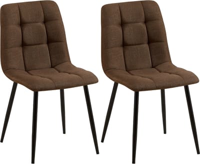 CLP Tilde Set van 2 eetkamerstoelen - Zonder armleuning - Industrieel - Stof/bruin