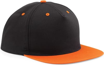 Beechfield 5 Panel Contrast Snapback Cap B610C - Black / Orange - One size