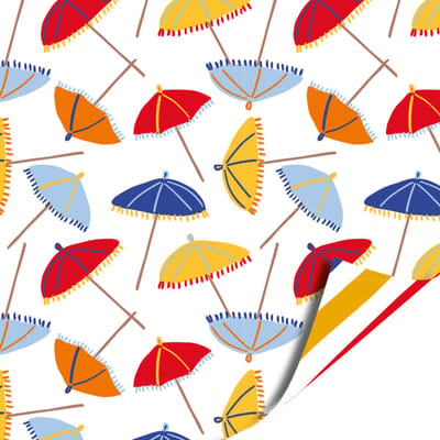 Het Inpakhuis - Cadeaupapier - Inpakpapier - Kadopapier - Tiny Shades - Parasolletjes - Strand - 70cm x 2m