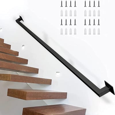 Trapleuning Zwart - Grijpsteun Reling - Veilige Ondersteuning - Smeedijzer Metaal - 300cm - Zwart
