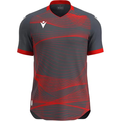 Macron Wyvern Eco Shirt Korte Mouw Heren - Antraciet / Fluorood | Maat: 3XL