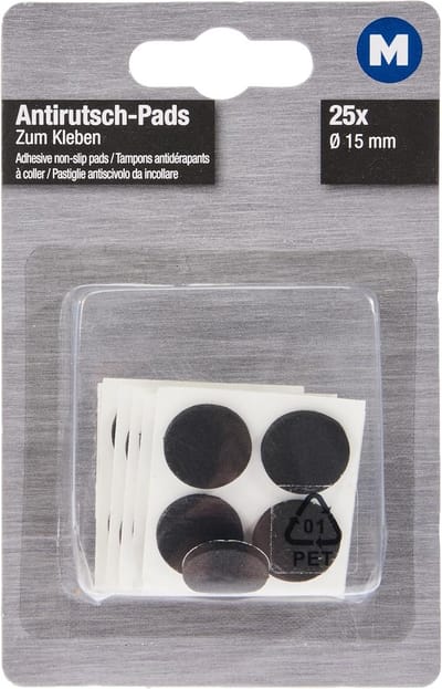 Zelfklevende Antislip Pads met Schokdemping Zwart Ø 15 mm (25 stuks)