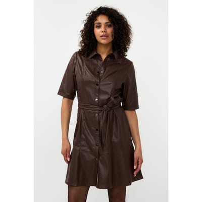 EsQualo Dress Vegan Leather Chocolate Maat: 36 | Leren jurken Outlet | Dames | Bruin