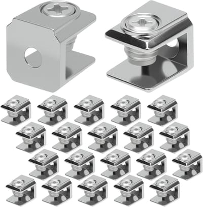 20 Stuks Glazen Planksteunen, Verstelbare RVS Glasklemmen, Stevige Ondersteuning voor 3-8mm Dikke Glazen Planken, Ideaal voor Wandplanken en Meubelprojecten