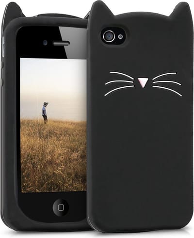 kwmobile hoesje geschikt voor Apple iPhone 4 / 4S - Backcover voor smartphone in zwart / wit - Kat design