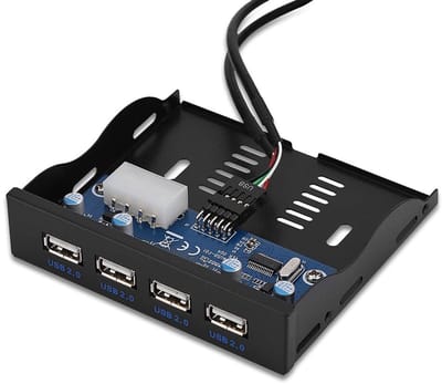 Dailygoody - USB 2.0 Frontpaneel Met 4 Poorten - Hoge Overdrachtssnelheid - Zwart - 3,5 Inch Metalen Interface - Gegevensoverdracht - Voor Comput