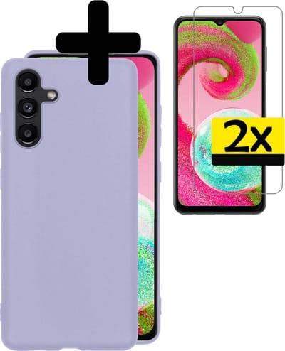 Hoesje - Met 2x Screenprotector - Geschikt voor Samsung Galaxy A04s - Sterk & Shockproof - Back Cover - Siliconen Case - Telefoon Hoes - Telefoonhoesjes - Lila