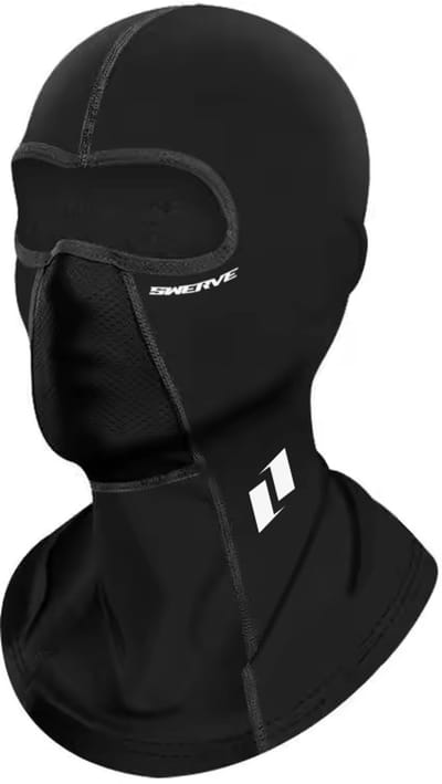 Swerve Gear ColdSeason Balaclava zwart met wit – Wind- en waterdichte Motor Bivakmuts voor Helm, Gezicht en Nek