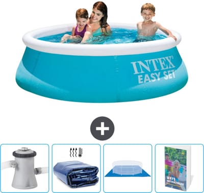 Intex Rond Opblaasbaar Easy Set Zwembad - 183 x 51 cm - Blauw - Inclusief Zwembadfilterpomp - Solarzeil - Grondzeil - Zwembadgids