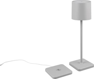 REALITY FERNANDEZ - Tafellamp - Pastel grijs mat - incl. 1x SMD 1,5W - incl. Laadstation - Oplaadbaar - Snoerloos - Buitenverlichting - IP54