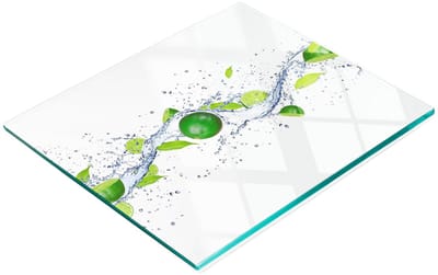 Decoratieve snijplank van gehard glas voor limoenen en water, 60x52 cm