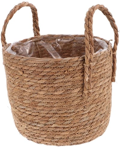 Dailygoods- Zeegras Mand - Bloempot Binnen - Opbergmand - Wasmand - Plantenbakken - 20 CM - Rustieke Woondecoratie