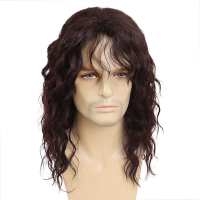 Dailygoods- Pruik Lange Bruine - Retro Punk Rocker - Cosplay - Gelaagd Golfend - Mannen - Excentrische Pony - Kostuumpruik