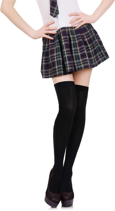 4 Paar Dames Zijde Thigh High Kousen, Nylon Sokken voor Halloween Cosplay, Feestaccessoires in Zwart en Wit, One Size, Perfect voor Kostuums en Avondjes Uit