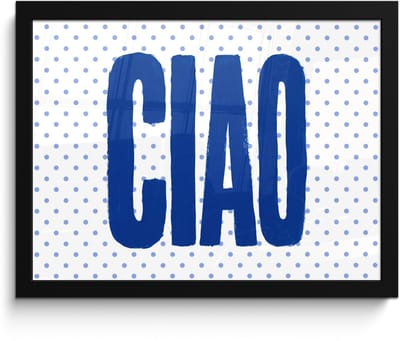 Poster in lijst - Fotolijst 40x30 cm - Posters - Ciao - Stippen - Roze - Wit - Posterlijst zwart - Decoratie - Wanddecoratie woonkamer - Muurdecoratie slaapkamer