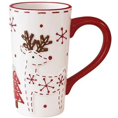 Kerst Keramische Mok Mousse Koffiekopje Nordic Kerstman Cartoon Patroon Thuis Ontbijt Dessert Melk Mok voor Kinderen Kerstcadeau 301-400ml white