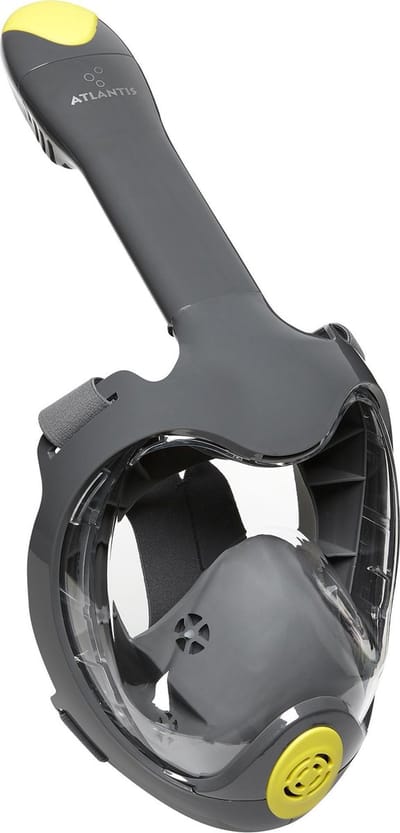 Atlantis Triton Snorkelmasker - Snorkel - Duikbril - Snorkelset - Full Face Masker - Volwassenen - Grijs/Lime - S/M