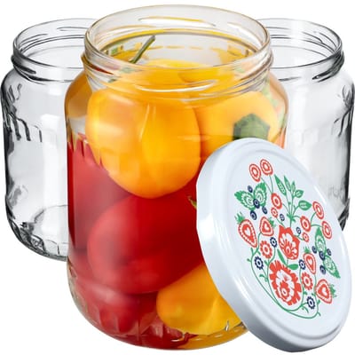 KADAX Inmaakpotten, jampotten, 720 ml, inmaakpotten met schroefdeksel, potten met schroefsluiting, conservenpotten, voorraadpotten om in te leggen (folklore, 8 stuks)