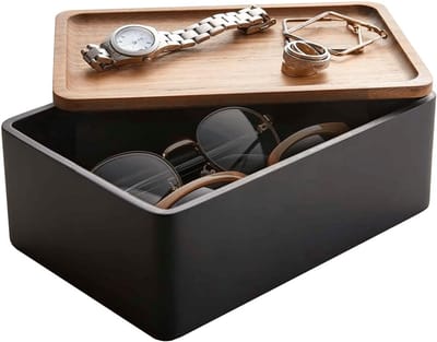 Stijlvolle Accessoire Opbergdoos Zwart - Polystone & Hout - Compact en Decoratief