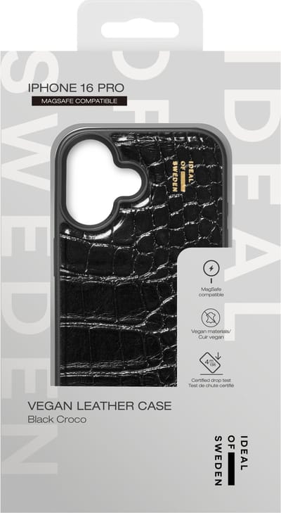 iDeal of Sweden Vegan Leather Case met magnetische ring geschikt voor iPhone 16 Plus Black Croco
