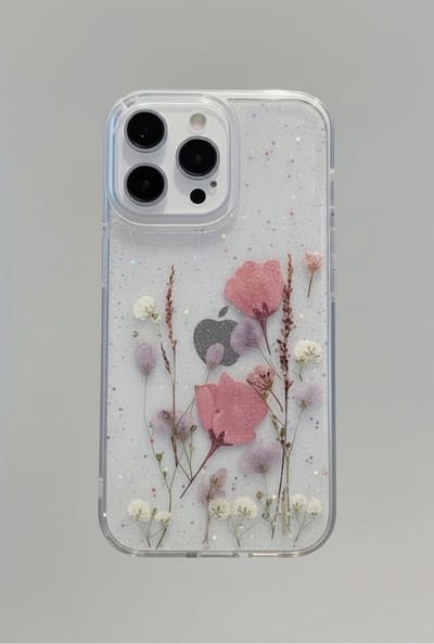 Telefoonhoesje - Iphone 16pro - gedroogde bloem roze