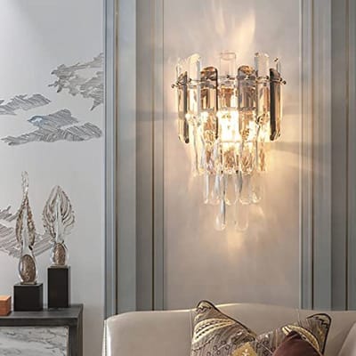 Moderne Kristallen Wandlamp in Rookgrijs