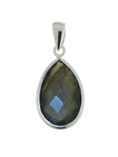SilverGems Zilveren hanger met facet geslepen Labradoriet edelsteen