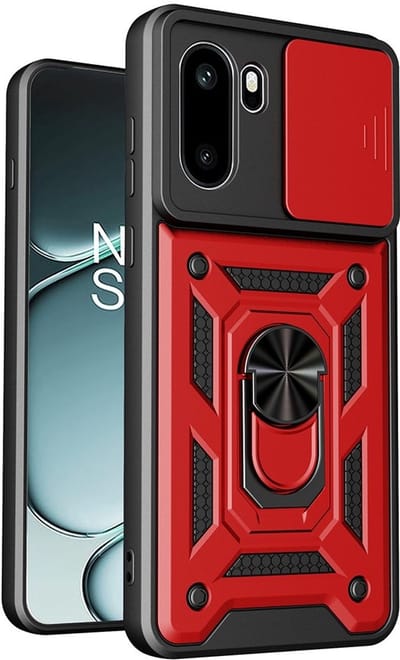 Coverup Hoesje - Geschikt voor OnePlus 15R Hoesje - Coverup Armor Ring Kickstand Back Cover met Camera Shield - Rood