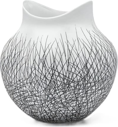 EGD Bloemenvaas Porselein Wit-Zwart D 35 cm H 35 cm