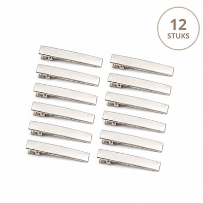 Haar in Stijl® 12 Platte Haarclips Zilver - Extra Sterk - Krokodilklemmen